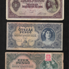 Set Ungaria 9 bancnote 100 - 1 miliard pengo 1945 - 1946 (cele din imagini)