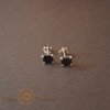 Cercei Unisex Argint 925 cu Cristal Zirconia Negru Patrat, 6 mm, SaraTremo