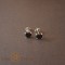 Cercei Unisex Argint 925 cu Cristal Zirconia Negru Patrat, 6 mm