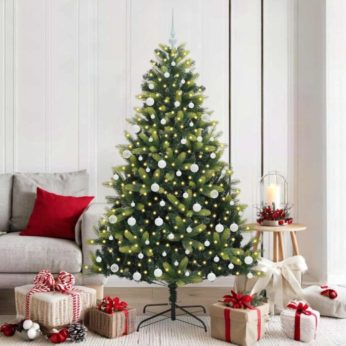 Brad de Crăciun Artificial &Icirc;ndoit cu 300 LED-uri Verde 180 cm