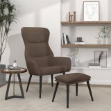 VidaXL Scaun de relaxare cu taburet, gri taupe, textil