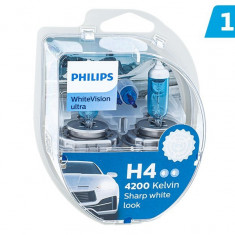 Becuri Philips H4 12v 60/55w P43t + W5w 12v W21x9,5d Whitevision Ultra 4200k PH-35490