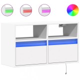 Cumpara ieftin Comoda TV de perete cu lumini LED, alb, 80x31x45 cm