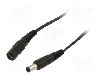Cablu alimentare DC, DC 5,5/2,1 mufa, DC 5,5/2,1 soclu, negru, 5m, WEST POL - P21-C21-T050-500BK