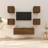 VidaXL Set dulapuri TV de perete, stejar maro, lemn prelucrat