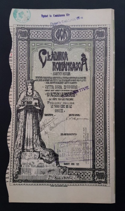 Actiune 1929 Cladirea romaneasca / titlu / actiuni