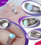 Fermecator! Inel Vintage cu montura cu perfor dantelat decorat cu Opal Imperial Alb cu Straluciri Superbe Multicolore, Argint 925