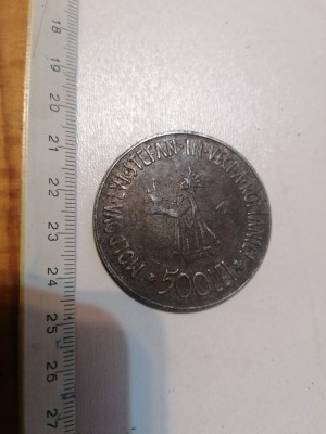 PLACHETA / MONEDA VECHE 500 LEI REGELE MIHAI foto