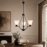 Lustra Midnight Modernă Negru-Alb 100x60cm, Corp Iluminat Interior cu 3 Surse E27 40W, Design Metal Sticlă Elegant pentru Living sau Dining Rafinat, Erste