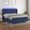 vidaXL Pat cu arcuri, saltea și LED, albastru, 180x200 cm, textil 3139059