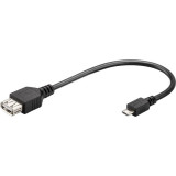 Cablu adaptor OTG USB2.0 mama la microUSB B tata, lungime 10cm, negru Goobay