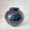 Vaza ceramica vintage Stehla Model 1480, Mid Century anii 60 - 70, glazura albastra, 12cm inaltime x 13 cm diametru maxim