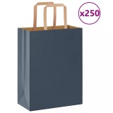 VidaXL Saci de h&acirc;rtie 250 buc cu m&acirc;nere Albastru 21x11x28 cm