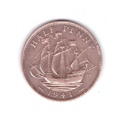 Moneda Anglia 1/2 / half penny 1941, stare foarte buna, curata foto