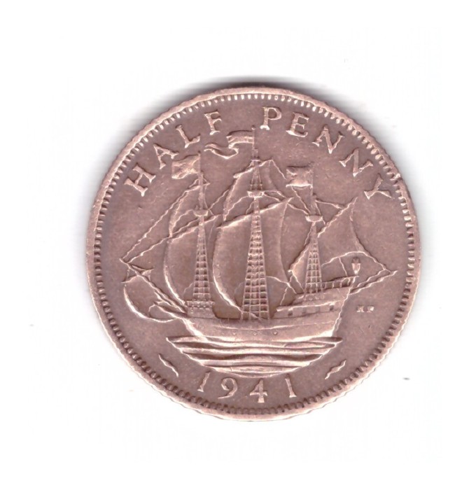 Moneda Anglia 1/2 / half penny 1941, stare foarte buna, curata