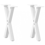 vidaXL Picioare pentru măsuță de cafea &icirc;n formă de X, 2 buc., alb, 28x(42-43) cm, oțel 4012889