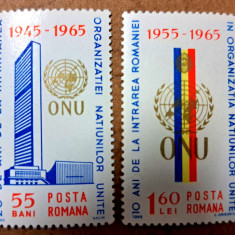 TIMBRE ROMANIA MNH LP600/1965 -O.N.U. -Serie simplă