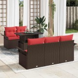 vidaXL Set de canapele pentru grădină cu pernă 6 pcs Maro Poli Rattan 3356937