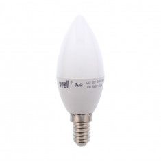 Bec LED tip lumanare E14 6W 230V lumina calda Basic Well