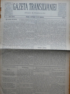 Gazeta Transilvaniei , Numer de Dumineca , Brasov , nr. 5 , 1904 foto
