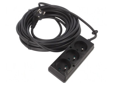 Prelungitor Alimentare 10m 16A Negru 3 Prize PVC foto