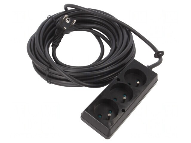 Prelungitor Alimentare 10m 16A Negru 3 Prize PVC