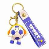 Breloc Chei, Flippy, Model Minge de Fotbal cu Casti, Cupa Mondiala, Accesoriu Pentru Chei si Rucsac, Material Acril, 50 g, Albastru Inchis