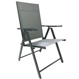 Scaun metalic de gradina, pliant, cu spatar reglabil, din otel, 60x58x100cm, gri Household NewTrend