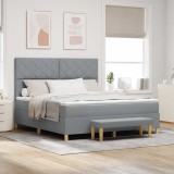 VidaXL Pat cu arcuri cu saltea Gri deschis 180 x 200 cm țesătură