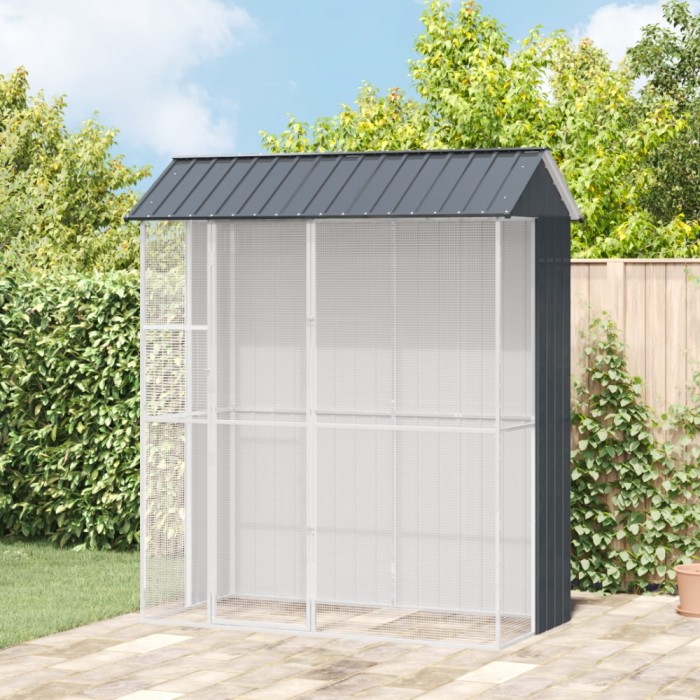 vidaXL Cușcă pentru păsări Antracit 215 x 110 x 247 cm Oțel galvanizat