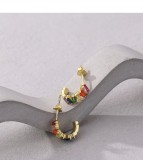 Cumpara ieftin Cercei Din Argint 925 Gold Rainbow Baguette Hoop