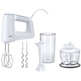 Mixer de mana MultiMix 3 HM 3135 WH, 5 niveluri variabile de viteza + mod turbo, 500 W, Alb/gri