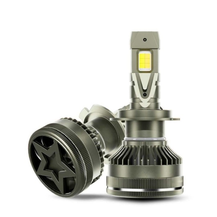 Set 2x Becuri LED Auto H4, 210W, 27000LM, Control prin Aplicatie, Alb Galben , Premium LED Headlights, Super Canbus - Copie