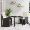 VidaXL Set de masă pentru grădină 3 pcs Negru poliratan 3380253
