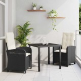 vidaXL Set de masă pentru grădină 3 pcs Negru poliratan 3380253