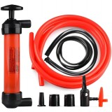 Pompa manuala aer si transfer lichide, cu 2 furtune de 130cm si capte incluse, umflare roti bicicleta, mingi, barci gonflabile, transfer vin, combusti