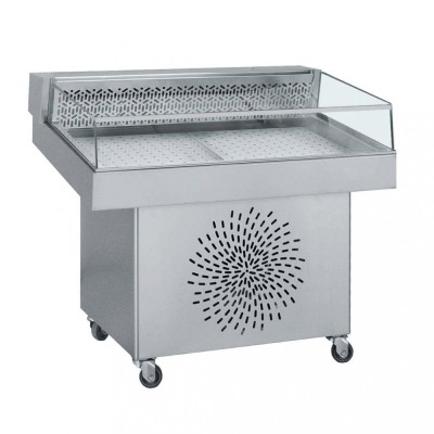Vitrina rece expunere peste si fructe de mare, 110cm, inox foto