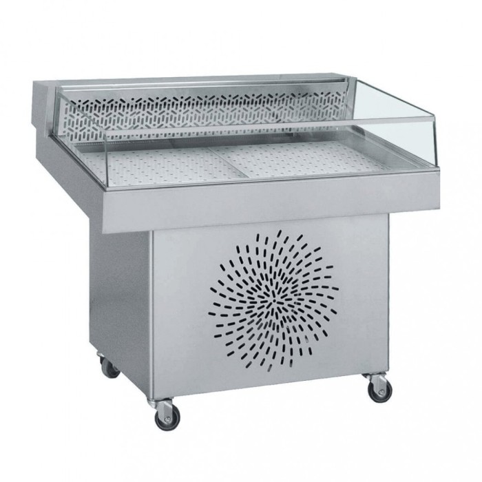 Vitrina rece expunere peste si fructe de mare, 110cm, inox