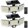 Set 2 Lampi solare de perete MustWin UT88268, 2500lm, LED, 216 leduri, Telecomanda, 3 moduri, senzor de miscare