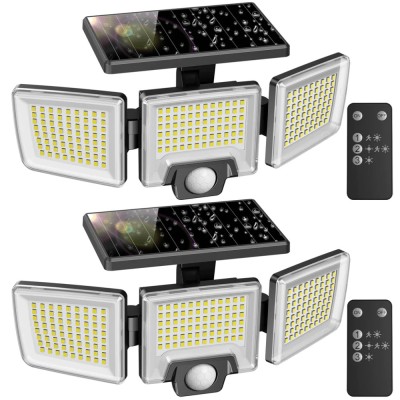 Set 2 Lampi solare de perete MustWin UT88268, 2500lm, LED, 216 leduri, Telecomanda, 3 moduri, senzor de miscare foto