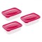 Set Caserole Plastic, 3 Bucăți, Capacitate 2L, Capac Fucsia, Transparent