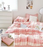 Lenjerie Pat Bumbac 6 Piese Cu Elastic 180x200 cm Roz Clasy/Heinner/Vanora