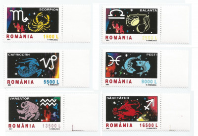 Rom&amp;acirc;nia, LP 1574/2001, Semnele Zodiacului (I), MNH foto