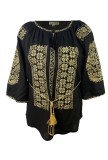 Bluza tip ie dama RBIB, marime XL, negru/auriu antichizat