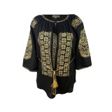 Bluza tip ie dama RBIB, marime 3XL, negru/auriu antichizat