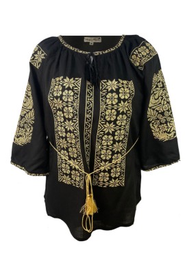 Bluza tip ie dama RBIB, marime S, negru/auriu antichizat foto