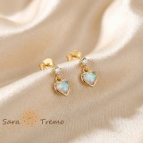 Cercei Inima Curcubeului , Cercei Tip Tija placati 18K Brazilia, zirconia cameleon