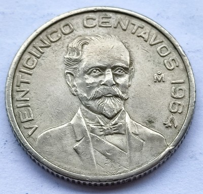 276. Moneda Mexic 25 centavos 1964 foto
