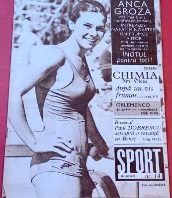 Revista SPORT nr.14/iulie 1973(Chimia RM-Valcea-Cupa;prezentare SC Bacau) foto