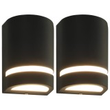 VidaXL Lămpi de perete pentru exterior 2 buc. negru 35 W semirotund